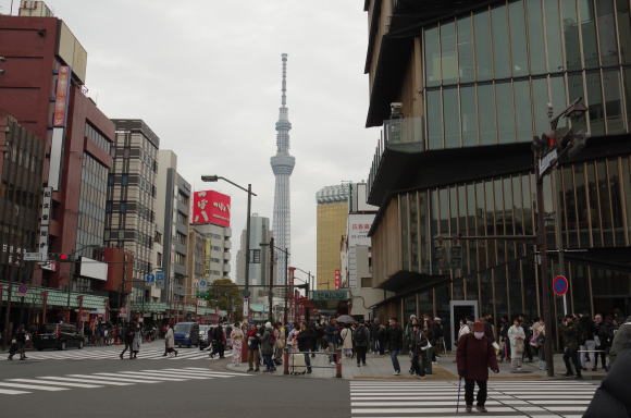 雷門前交差点から