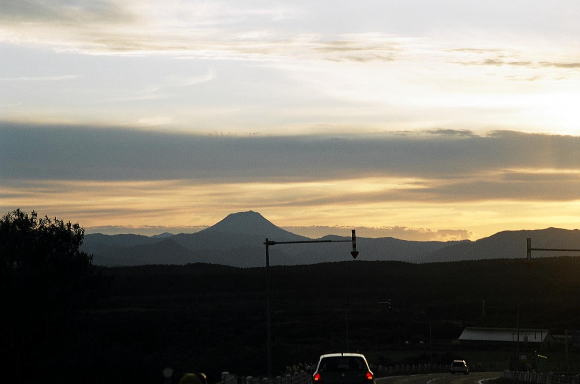 路上で遭遇した美しい夕陽