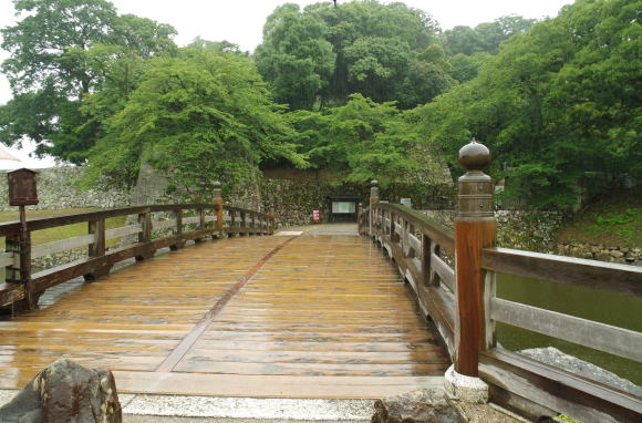 雨の中の彦根城表門橋