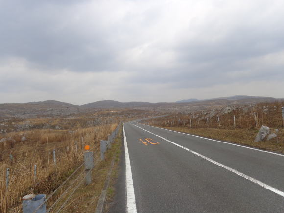 カルスト大地を走る道